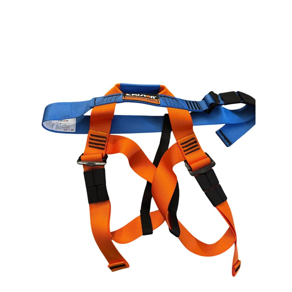 FUSION Climbing Half Body Adjustable Harness - Size Small Model KH-103-ORG-BLU